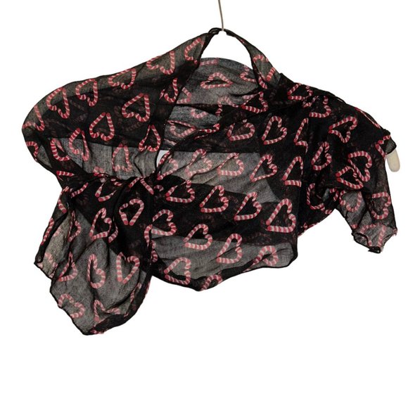 HOLIDAY RED CANDY CANE hearts Christmas Scarf 13x58 - Picture 3 of 3